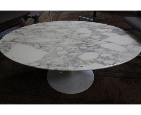A marble top lamp table and an oval shaped coffee table 1960's style.