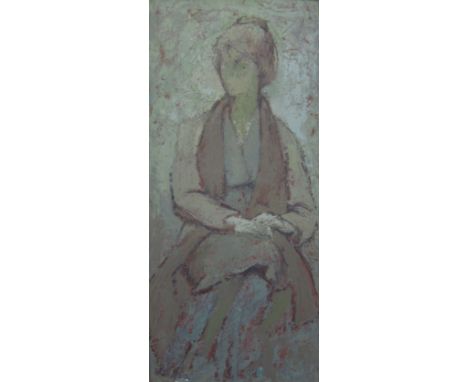English School (20th Century) Portrait study of a seated lady Oil on board Unsigned 44cm x 21cm 