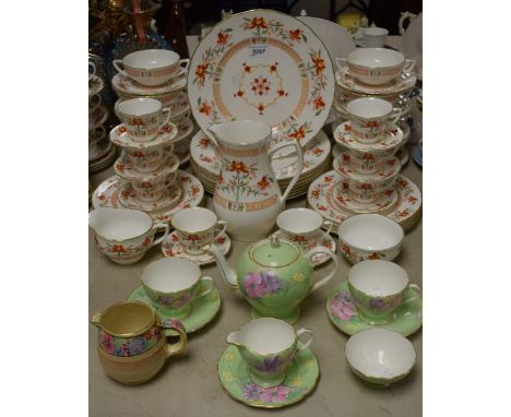 A Royal Worcester Chamberlain pattern dinner and coffee set for eight, two handled soup dishes on stands, assorted plates, co