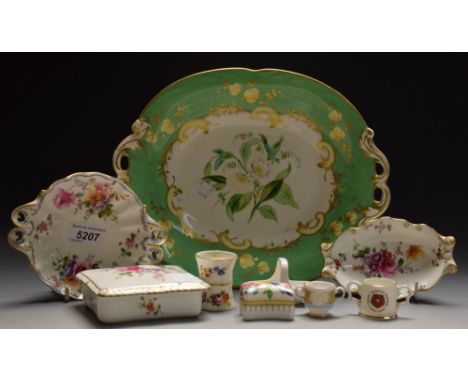 Ceramics - Royal Crown Derby Posies lidded trinket box; pin dish; a Hammersley miniature trug; a hand decorated comport, flor