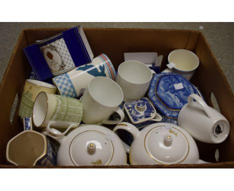 Ceramics - an early 19th century hand painted floral decorated ink well;  another smaller;  Cauldon cups and saucers;  others