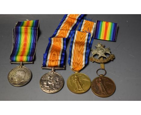  WWI - Service Medals for Leut C Bornet and Private R Jackson, Notts & Derbyshire Regiment (4)