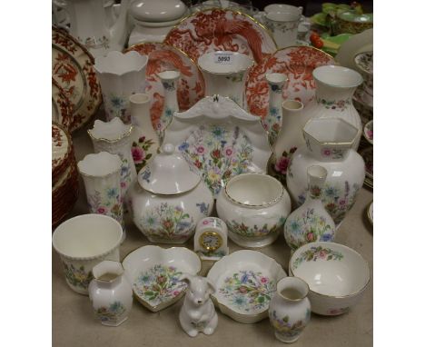 Ceramics - Aynsley Wild Tudor vases; trinket dishes; Royal Crown Derby Red Aves; Minton Haddon Hall vase; etc 