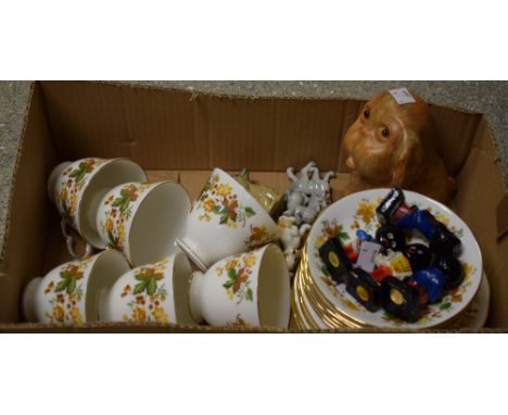 Ceramics - a Queen Anne tea service, autumnal leaves on white ground, six cups, saucers and side plates; a set of Wade Lady a