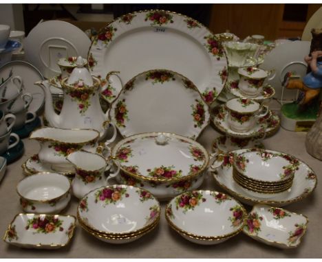 A Royal Albert Old Country Roses dinner and tea service for six comprising dinner plates, side plates, bread and butter plate