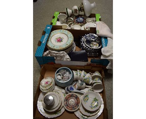 Ceramics - Royal Crown Derby Vines pattern plate, decorated by F Garnett; Posies pin dish and coffee can and saucer; Aynsley 