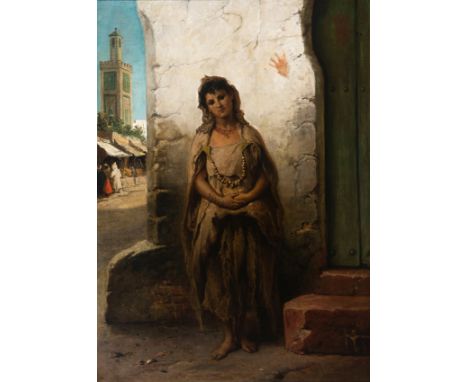 Victor Eeckhout (Antwerp, 1821 - Tangier, 1879/1880)"Young Berber in Tangier"Oil on canvas. Signed and situated&nbsp;Tangier.
