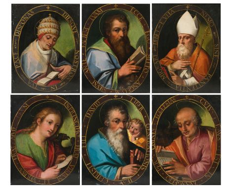 Attributed to Luis Juarez (Mexico, circa 1585 - 1639)"Saint Augustine of Hippo and Saint Gregory the Great, Fathers of the Ch