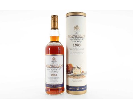 MACALLAN 1983 18 YEAR OLD SPEYSIDE SINGLE MALT  43% ABV / 70cl  There are few distilleries in the world quite so revered as M