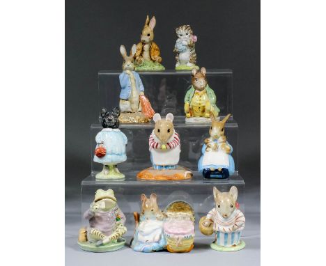 Ten Beswick pottery Beatrix Potter figures - "Pig Wig", 4ins high, "Samuel", 3.5ins high, "Miss Moppet", 3ins high, "Sat on a