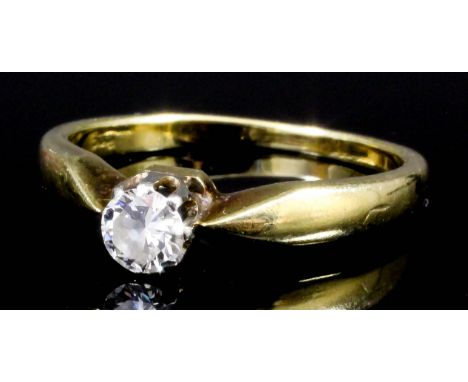 A modern 9ct gold mounted diamond solitaire ring, the brilliant cut stone of approximately .33ct (gross weight 2.9 grammes - 