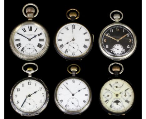 A 20th Century nickel cased keyless pocket watch by H. Williamson Ltd., London, No.40328F, the white enamel dial with Roman n