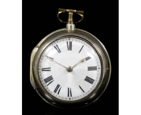 A late 18th Century silver pair cased verge pocket watch by William Graham of London, No. 1910, the white enamel dial with Ro