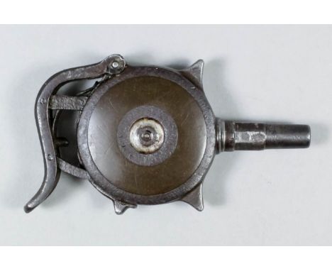 A French style 19th Century pinfire palm pistol "Le Protecteur", 1.5ins plain steel barrel, plain steel rotary magazine with 