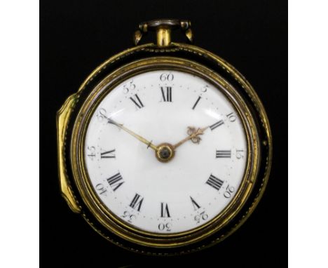 An early George III tortoiseshell and gilt metal pair cased verge pocket watch by Samuel Denton of Oxford, No.96 (?), the whi