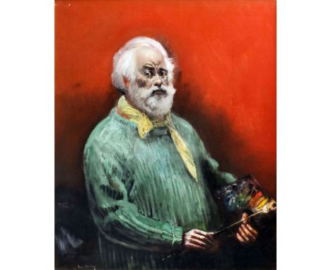 ***Tom Keating (1915-1984) - Oil painting - Self portrait, canvas 34.75ins x 29.5ins, signed, in gilt frame Provenance: Given