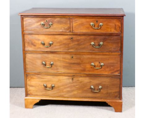 A George III mahogany chest with moulded edge to top, fitted two short and three long drawers, on bracket feet, 40ins wide x 