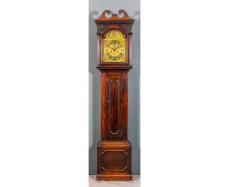 A late 18th Century mahogany longcase clock by Robert Martin of Glasgow, the 12ins arched brass dial with wide chapter ring w