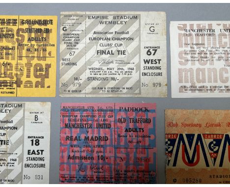 Unused Manchester United v. Benfica 1968 European Cup final ticket, 29th May 1968 with official ticket issue card, a used tic