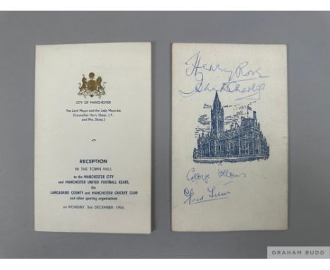 A pair of autographed City of Manchester civic reception programmes for Manchester United Football Club, Lancashire County Cr