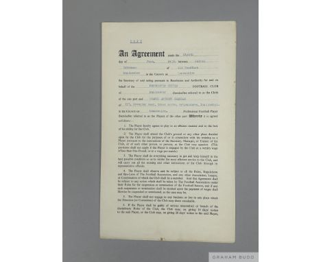 Manchester United Player's Contract for Shay Brennan for the 1956-57 League Championship winning season,drawn up on behalf of