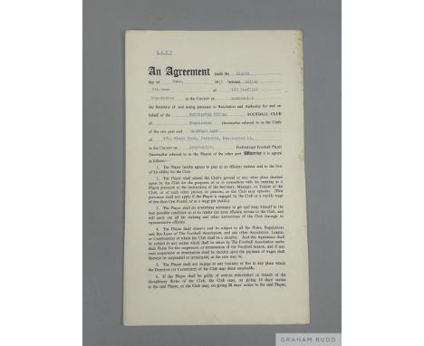 Manchester United Player's Contract for the Busby Babe Geoff Bent for the 1956-57 League Championship winning season,drawn up