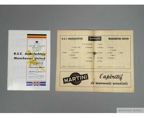 R.S.C. Anderlecht v. Manchester United, European Cup away match programme, lacking cover, 12th September 1956 the programme r