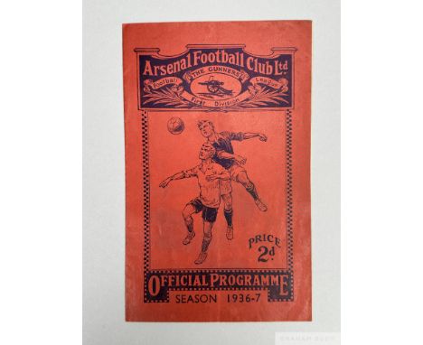 Arsenal v. Manchester United, F.A.Cup 4th round match programme, 30th January 1937 10 pages, signs of fold