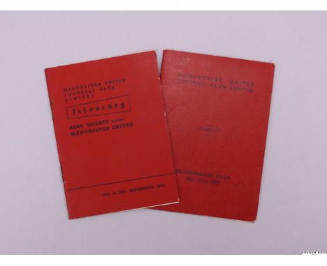Two Manchester United player itineraries, the first for the friendly at Real Madrid 20th September 1962; the other for the cl