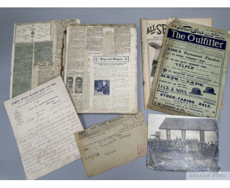 An extensive collection of early Manchester United memorabilia originally owned by Jack Mew the United goalkeeper between 191