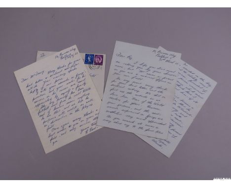 Two signed hand written letters sent by George Best's father Richard "Dickie" Best to the News of the World journalist Reg Dr