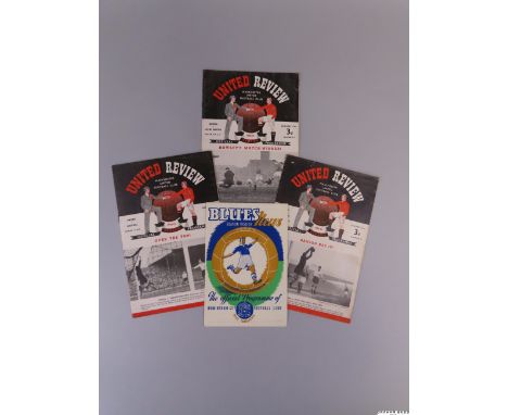Complete run of Manchester United home and away F.A.Cup match programmes, 1950-51 comprising Oldham Athletic, 6th January 195