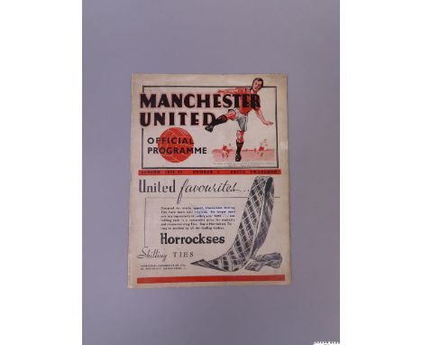 Manchester United v. Sheffield Wednesday, home league match programme, 23rd October 1937 16 pages, lacking original staples, 