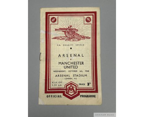 Arsenal v. Manchester United, F.A.Charity Shield match programme, 6th October 1948 signs of folds, pages repaired