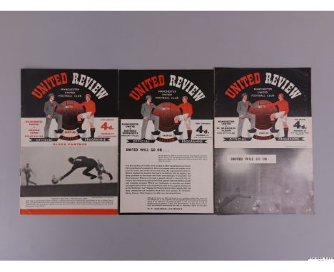 Three Manchester United F.A.Cup match programmes 1957-58 comprising Ipswich Town, 4th round 25th January 1958; Sheffield Wedn