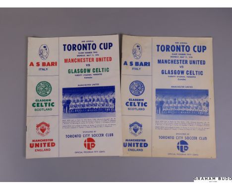 Manchester United v. Celtic, Toronto Cup Tour match programme, 11th May 1970 played at Varsity Stadium, pencil marks on team 
