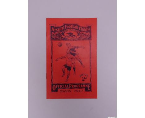 Arsenal v Manchester United programme 6th February 1937,8 pages plus red wrappers, light fold but overall good 