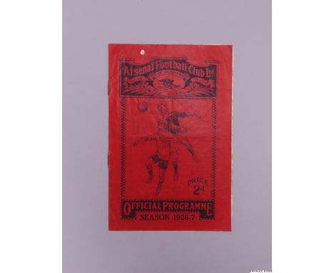 Arsenal v Manchester United programme 28th December 1926,8 pages plus red wrappers, folds, creases, punch-hole, pencil team-c