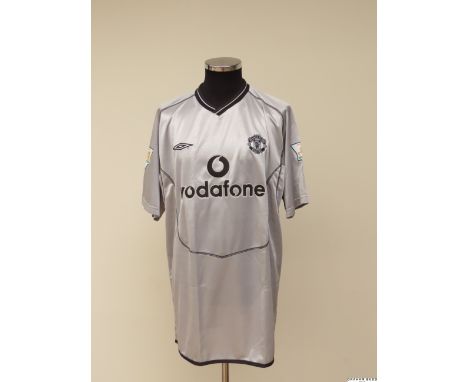 Fabian Barthez grey and black No.1 Manchester United v. Arsenal match worn short-sleeved goalkeeper shirt, 2000-01, Umbro, XL