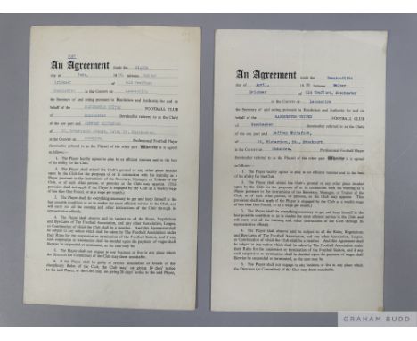 Two Manchester United Player's Contracts for Jeff Whitefoot for the back-to-back Football League Championship winning seasons