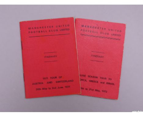 Two official Manchester United close-season Tour itineraries, the first for Austria and Switzerland in 1971, the other for Ma