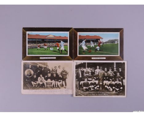 Seven Manchester United postcards, including a Cup Tie match-action scene v Arsenal 10.3.1906, a postcard of Players Union "T