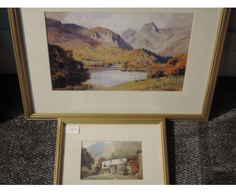Two prints, attributed to Alfred Heaton Cooper, inc Elterwater, 25 x 37cm, plus frame and glazed