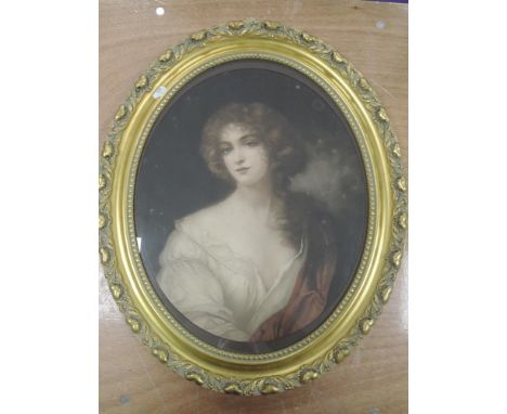 A print, portrait study, oval, after Sir Peter Levy, Nell Gwynne, 45 x 38cm, plus frame and glazed