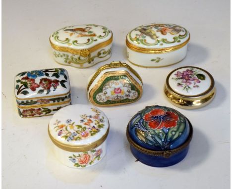 Collection of enamel and porcelain decorative boxes (7)  