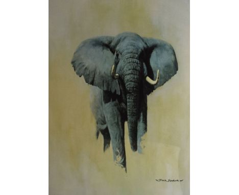 David Shepherd - Signed limited edition print - 'Sketch for a painting - African Bull Elephant', No.270/850, 55.5cm x 50cm, f