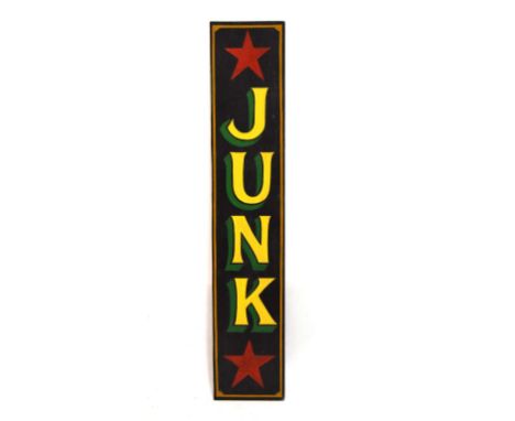 Vintage style hand painted 'Junk' sign, 122cm x 23.5cm  