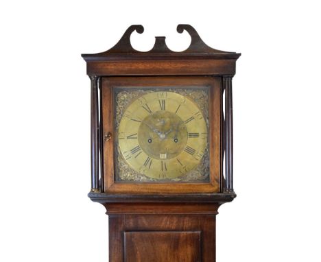 Local Interest - George III mahogany-cased eight day brass dial longcase clock, George White, Bristol, the 12-inch square bra