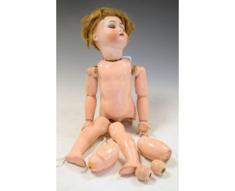 Vintage 20th Century German bisque headed children's doll with loose limbs