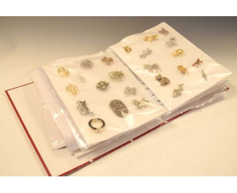 Large collection of assorted brooches to include; some silver, marcasite, enamel, cameo and other examples  